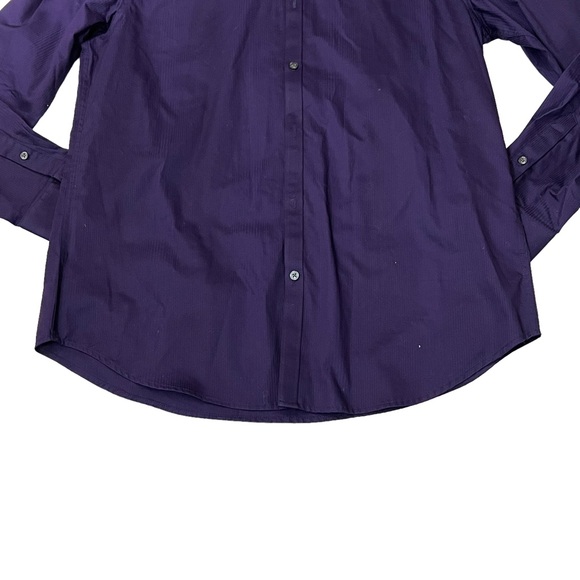 Structure Button Up Shirt Purple Cotton Long Sleeve Button Cuff - Picture 8 of 9